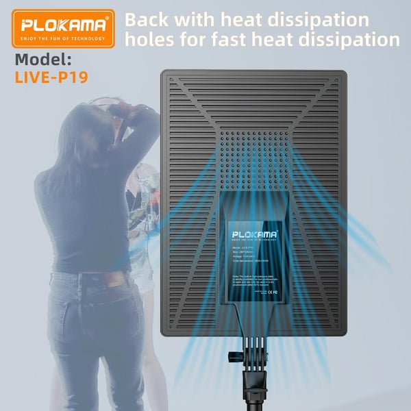Fill Light 19" LED panel Plokama LIVE-P19 for Photography/Videography/content Creation with Remote Controller and Ballhead