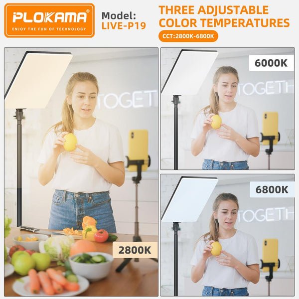 Fill Light 19" LED panel Plokama LIVE-P19 for Photography/Videography/content Creation with Remote Controller and Ballhead