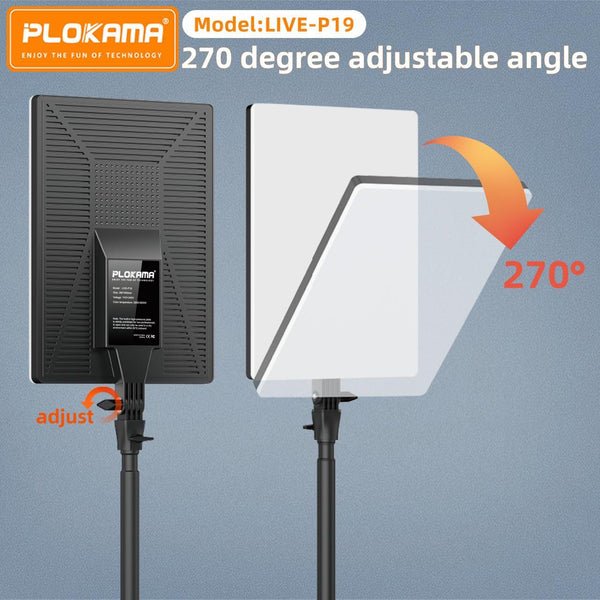 Fill Light 19" LED panel Plokama LIVE-P19 for Photography/Videography/content Creation with Remote Controller and Ballhead