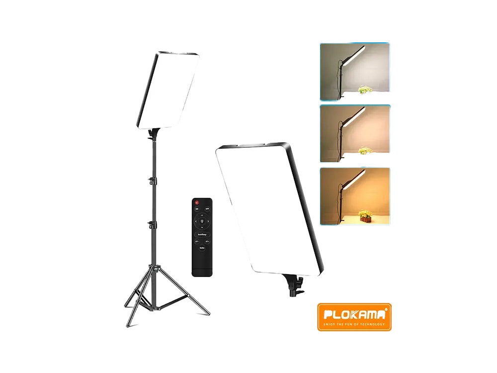 Fill Light 19" LED panel Plokama LIVE-P19 for Photography/Videography/content Creation with Remote Controller and Ballhead