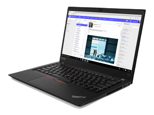 لينوفو T495 | معالج AMD Ryzen 7 PRO 3700U | بطاقة رسومات AMD Radeon Vega 10 بسعة 2 جيجابايت | ذاكرة وصول عشوائي (RAM) سعة 8 جيجابايت | قرص SSD سعة 256 جيجابايت | شاشة 14 بوصة عالية الدقة (1920 × 1080)