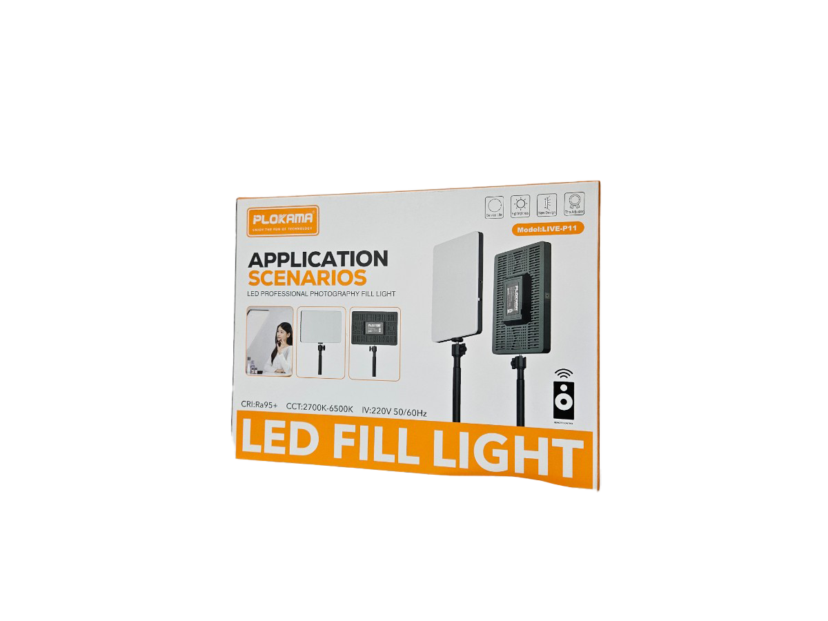 Fill Light 19" LED panel Plokama LIVE-P19 for Photography/Videography/content Creation with Remote Controller and Ballhead