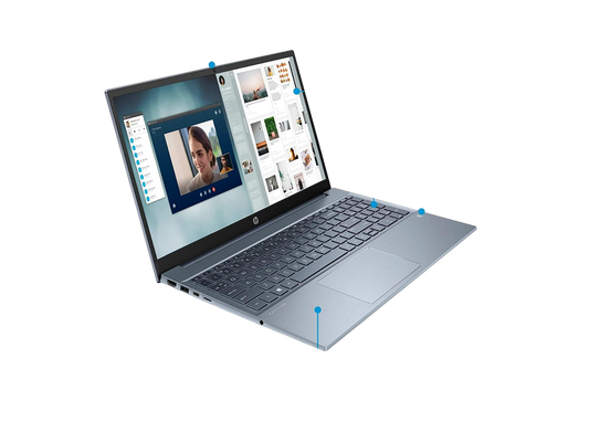 كمبيوتر محمول HP 15-eg2002nh | معالج Intel® Core™ I5-1235U | معالج رسومات Intel Iris Xe | ذاكرة وصول عشوائي (RAM) سعة 16 جيجابايت | سعة تخزين NVMe سعة 512 جيجابايت | شاشة 15.6 بوصة عالية الدقة بالكامل