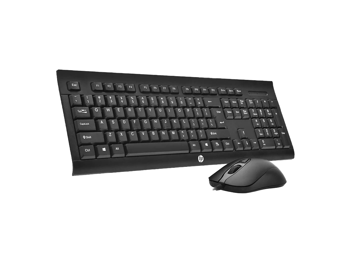 Keyboard and Mouse Combo HP Gaming Wired KM100, 104 Keys, 8x RED Replaceable Keys, Water-Proof Design, Infrared Optical Tracking, Up to 1600 DPI, 1.5m Cable Length, ENG-ARAB Layout, Black