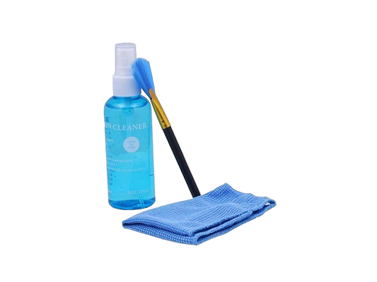 طقم تنظيف شاشة الكمبيوتر المحمول FH010 أزرق، ثلاث قطع في عبوة واحدة