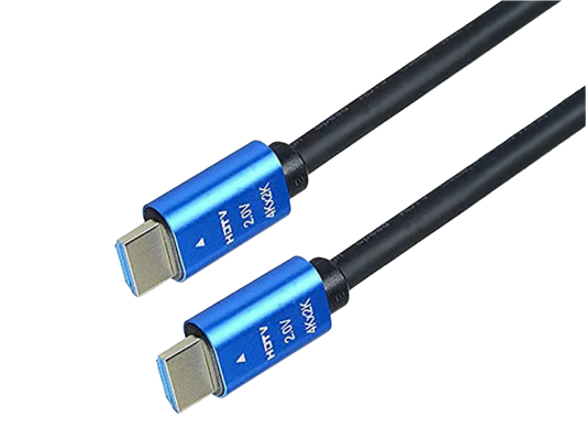 كابل HDMI HDTV 2.0 5 متر 4K UHD عالي السرعة HDTV 4K@60Hz كابل دائري فائق الدقة، خط نقل قياسي، موصل مطلي بالذهب عيار 24 قيراط، يدعم إيثرنت 10/100 ميجابت في الثانية، يعمل مع التلفزيون / جهاز العرض / صندوق الألعاب / الكمبيوتر المحمول، 5 متر، أزرق