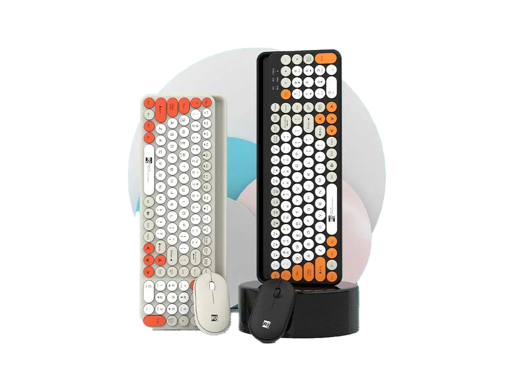 Keyboard and Mouse Combo Wireless R8 1930 Black Colorful With Mobile Phone Card Slot