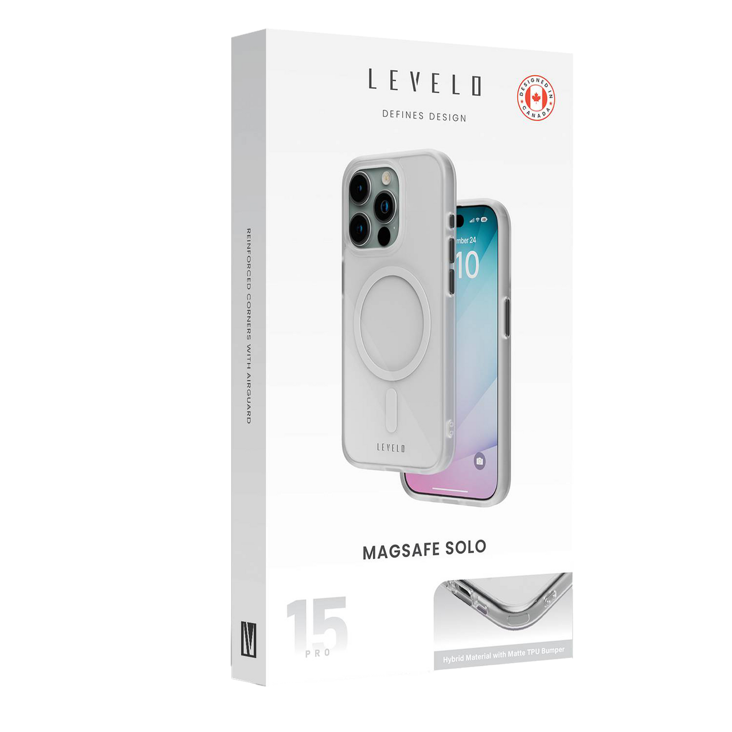 حافظة هاتف Levelo MagSafe Solo لهاتف iPhone 15 Pro - (LVLMSC15PWH)