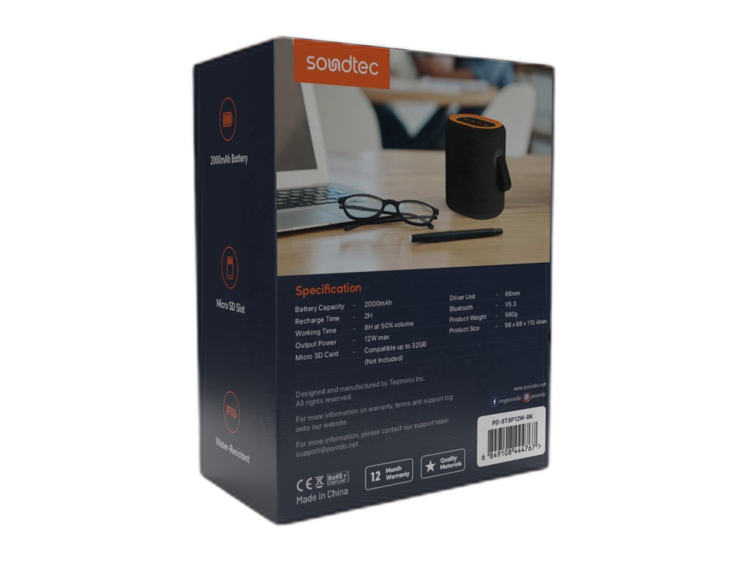 Porodo Wireless Speaker Soundtec TWS Speaker 12W - (PD-STSP12W-BK)