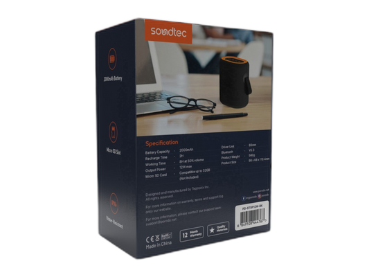 مكبر صوت لاسلكي Porodo Soundtec TWS بقوة 12 واط - (PD-STSP12W-BK)