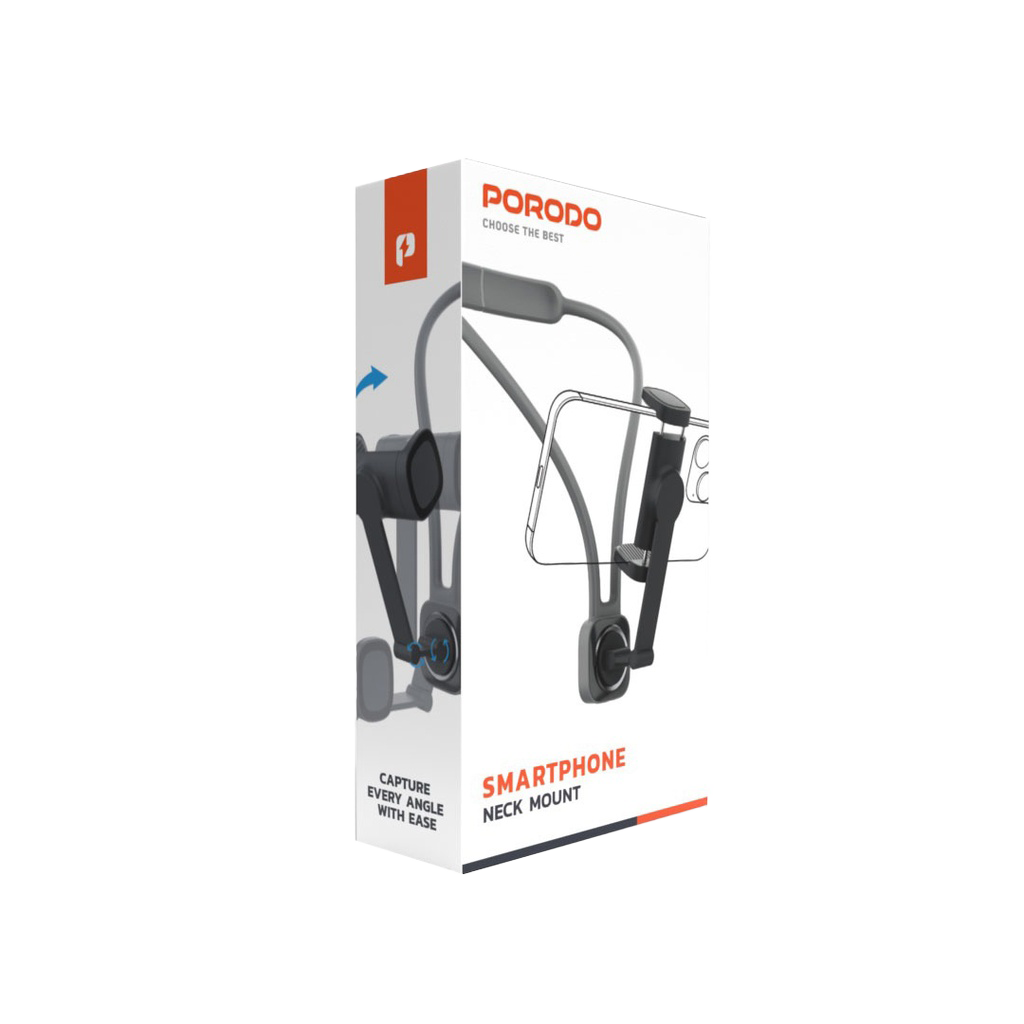 Porodo Phone Accessory Neck Strap Mount with Stand - {PD-NKSMS-BK}