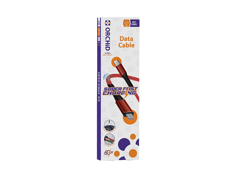 Orchid Cable USB Type C to C 60Wh Super Fast Charging and data cable OD-030CC