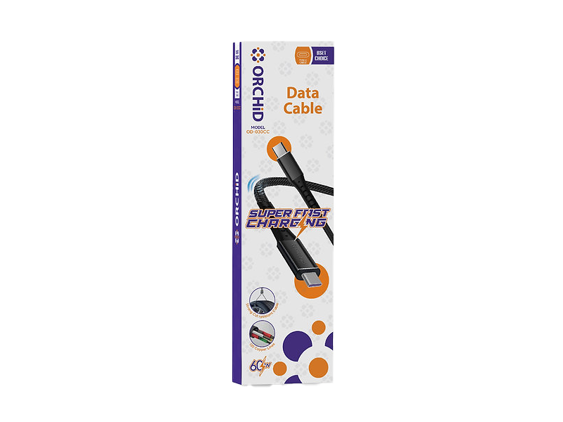 Orchid Cable USB Type C to C 60Wh Super Fast Charging and data cable OD-030CC