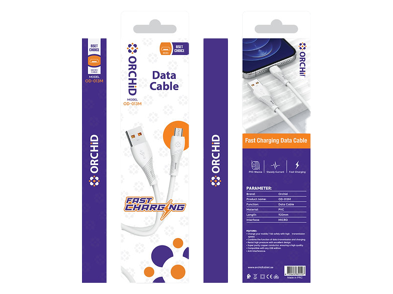 Orchid Cable Micro USB fast charging and data transmission OD-013M