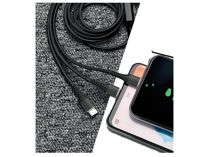 Orchid Cable USB 3in1 Type A to Type C Lightning Micro Fast Charging Data cable OD-033S