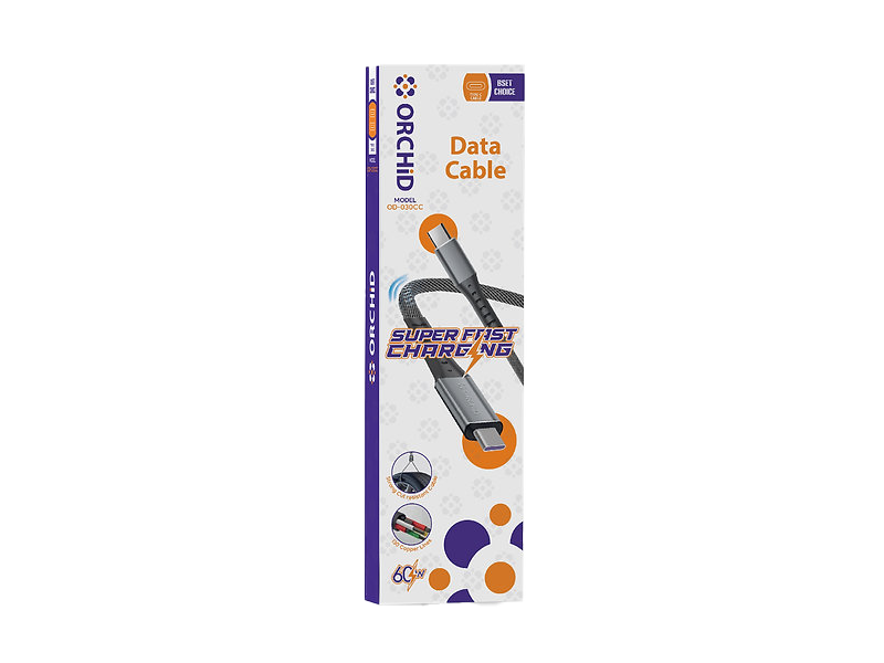 Orchid Cable USB Type C to C 60Wh Super Fast Charging and data cable OD-030CC