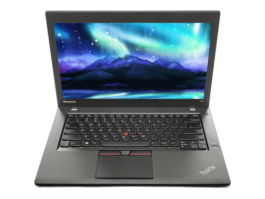 لينوفو T450 | معالج Intel Core i7-5600U | بطاقة رسومات Intel HD Graphics 5500 | ذاكرة وصول عشوائي (RAM) سعة 8 جيجابايت | قرص SSD سعة 256 جيجابايت | شاشة عالية الدقة مقاس 14 بوصة (1366 × 768)