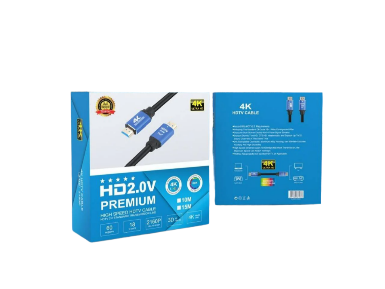 HDMI HDTV 2.0 5M 4K UHD Cable High Speed HDTV 4K@60Hz Ultra HD Round Cable, Standard Transmission Line, 24k Gold Plated Connector, Ethernet Support 10 / 100Mbps, Works with TV / Projector / Gamebox / Notebook, 5Meter, Blue