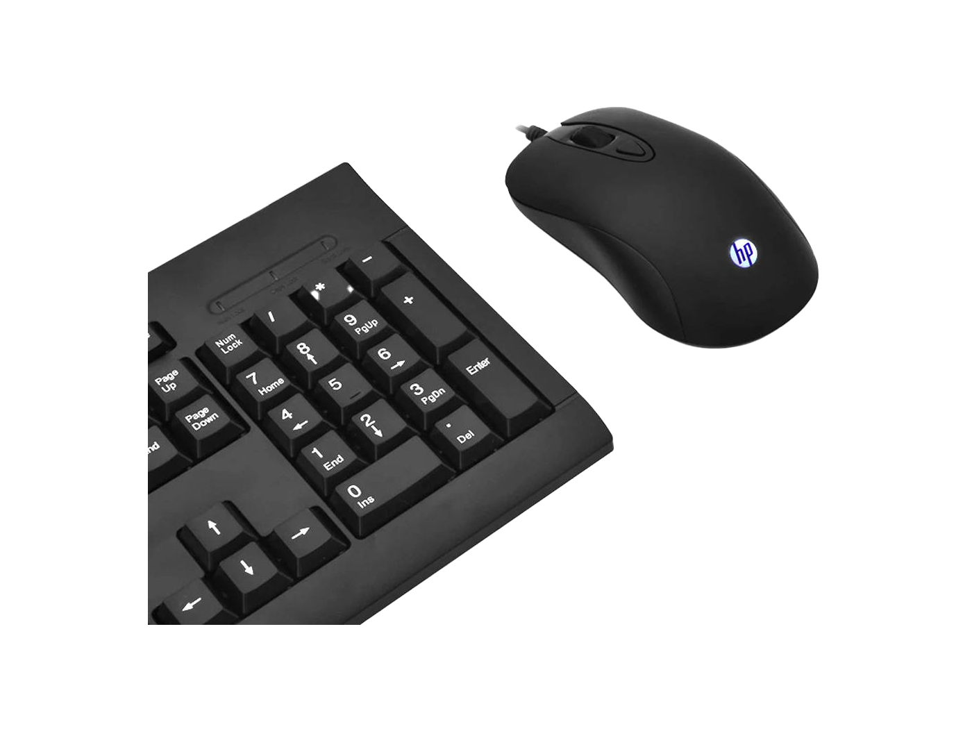 Keyboard and Mouse Combo HP Gaming Wired KM100, 104 Keys, 8x RED Replaceable Keys, Water-Proof Design, Infrared Optical Tracking, Up to 1600 DPI, 1.5m Cable Length, ENG-ARAB Layout, Black