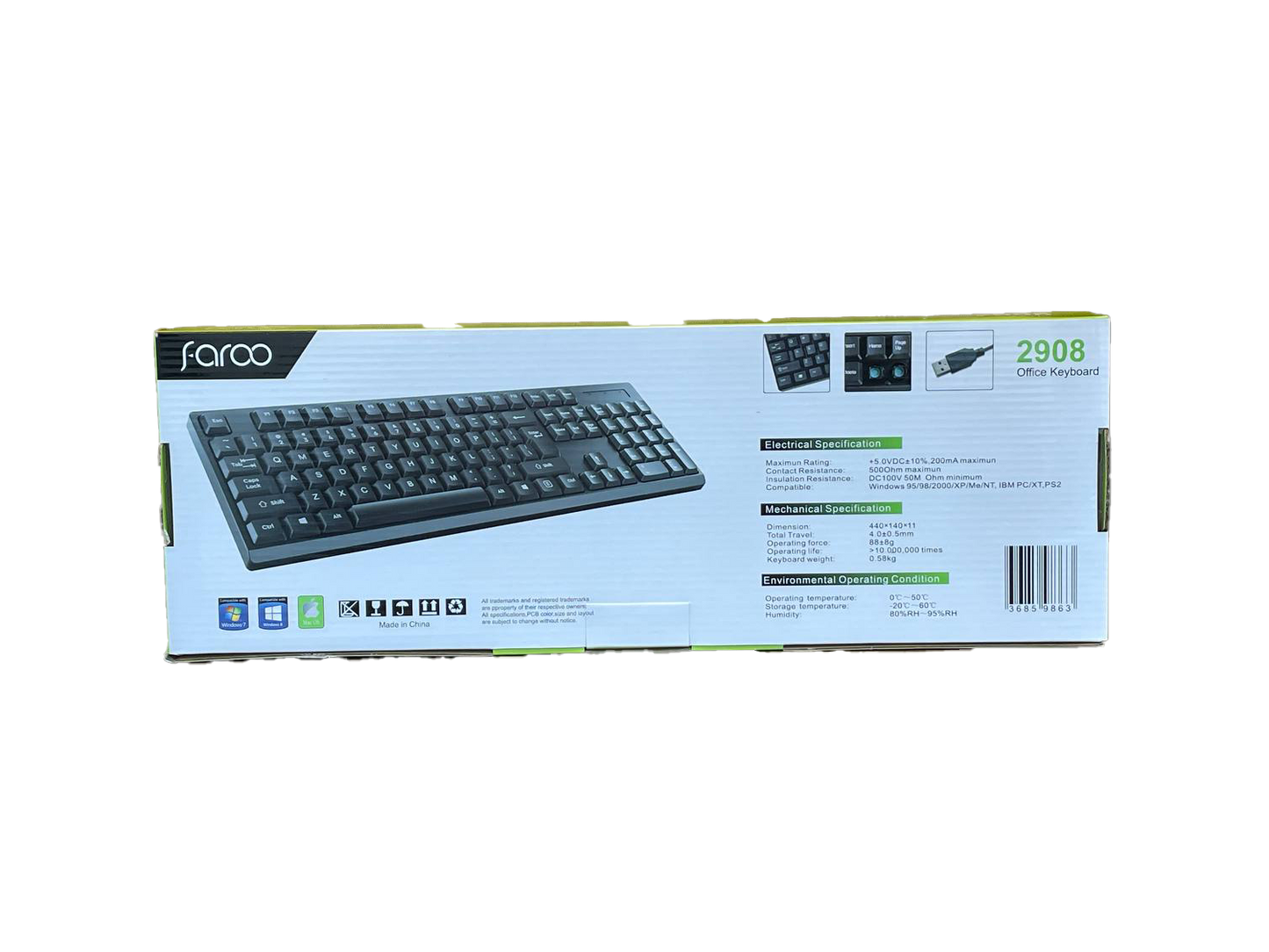 Keyboard 2908 Farao Wired Office KeyBoard, Wired