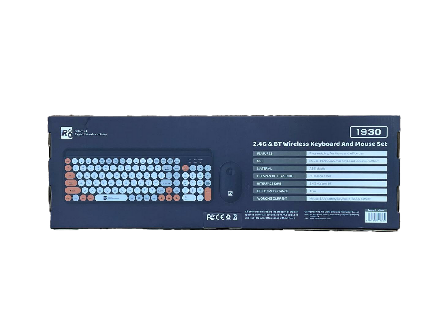 Keyboard and Mouse Combo Wireless R8 1930 Black Colorful With Mobile Phone Card Slot