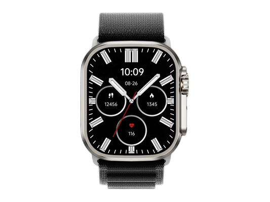 ساعة بورودو الذكية الزرقاء Supremo ساعة ذكية بقرص أسود مع حزامين - (PB-SUPREMOTI-BK)