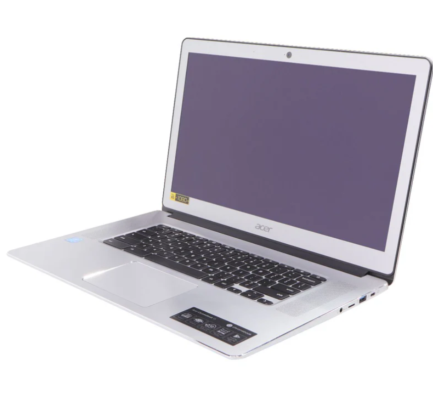 جهاز Chromebook Acer N17Q5 - شاشة 15.6 بوصة، سعة تخزين 4 جيجابايت/32 جيجابايت، تصميم فضي أنيق