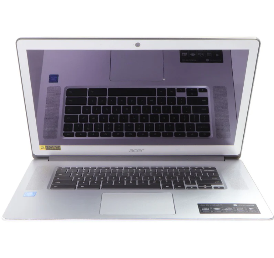 جهاز Chromebook Acer N17Q5 - شاشة 15.6 بوصة، سعة تخزين 4 جيجابايت/32 جيجابايت، تصميم فضي أنيق