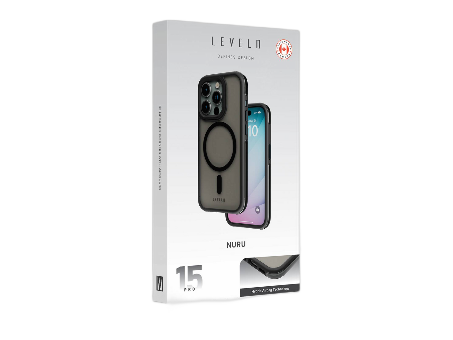 غطاء هاتف Levelo Nuru Case لهاتف iPhone 15 Pro - (LVLCS15PTB)