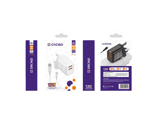 Orchid USB Adapter 2 USB Outputs with A to Micro Cable 12Wh OC-115M