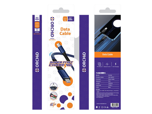 Orchid Cable USB Type C to C 60Wh Super Fast Charging and data cable OD-030CC