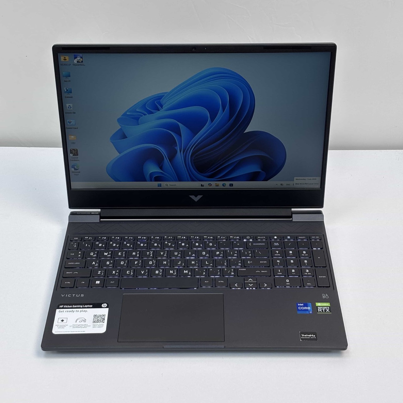 HP Victus Gaming Laptop-12th Gen/Intel Core i7-12650H / 15.6inch FHD / 512GB SSD / 16GB RAM / 4GB NVIDIA GeForce RTX 3050 Graphics / Windows 11 Pro / English & Arabic Key / Mica Silver / 15-FA0XXX